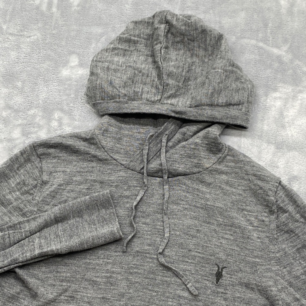 AllSaints Hoodie Mens XS Grey Mode Merino Wool Hoody Pullover Sweater MK093M